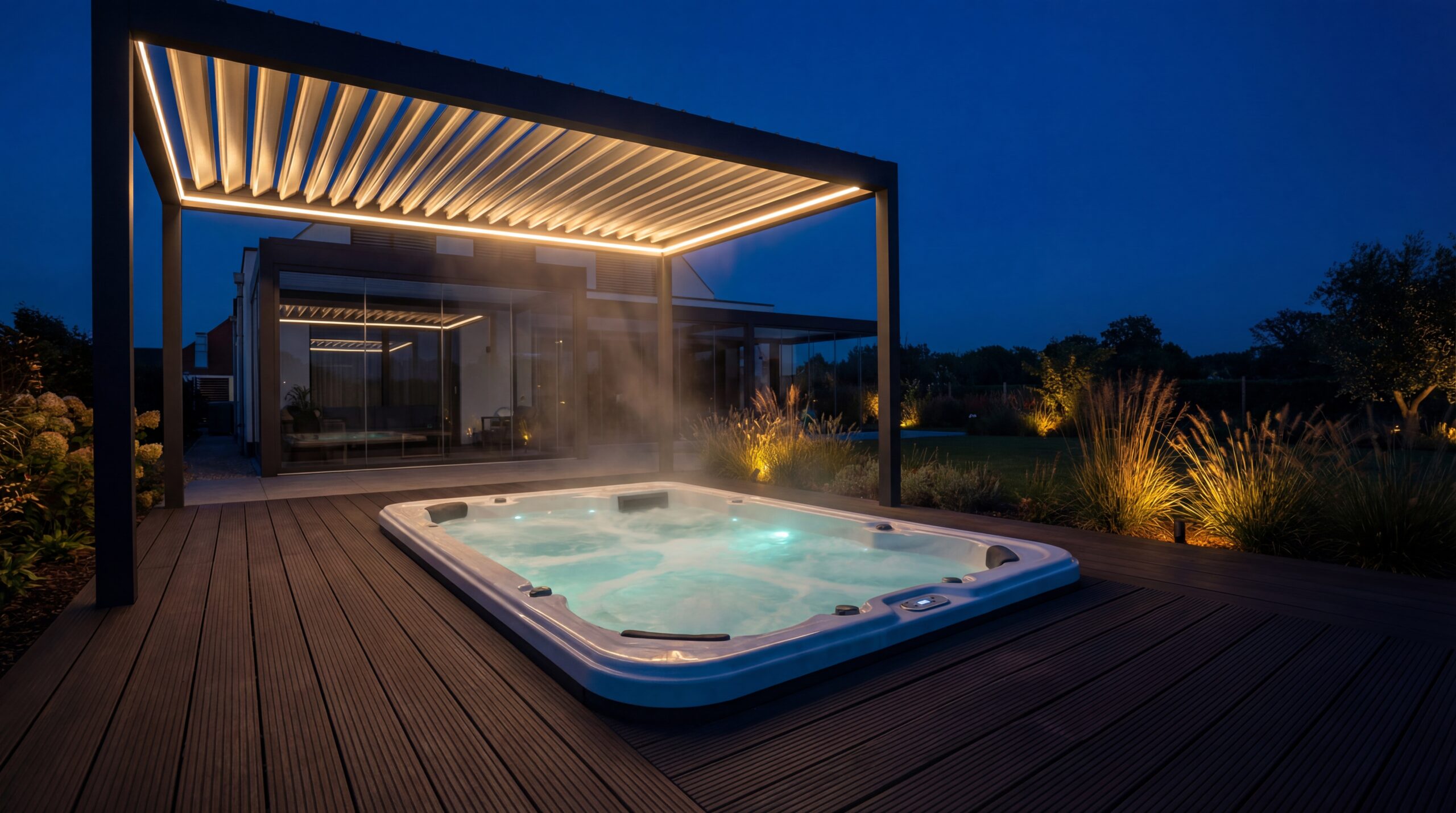 Pergola bioklimatyczna aluminiowa z regulowanymi lamelami — zalety i koszty